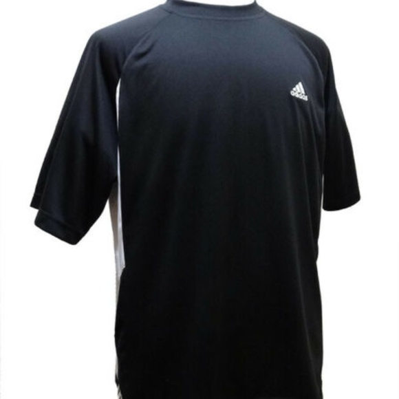 Adidas Athletic Shirt Black With White Stripes SzL - Picture 2 of 6